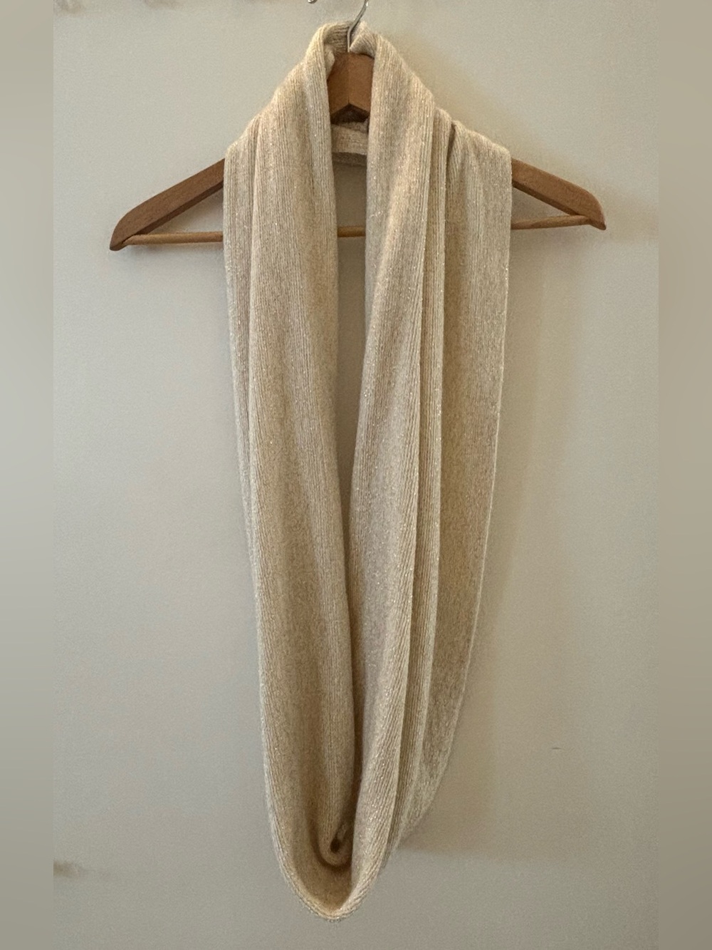 CC Exclusives Cream Metallic Sparkle Knit Infinity Circle Scarf